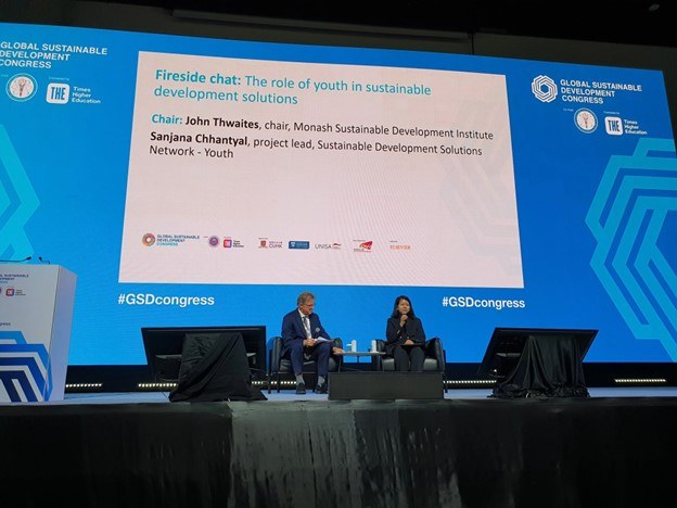 Sanjana Chhantyal (SDSN Youth) at the Times Higher Education Congress